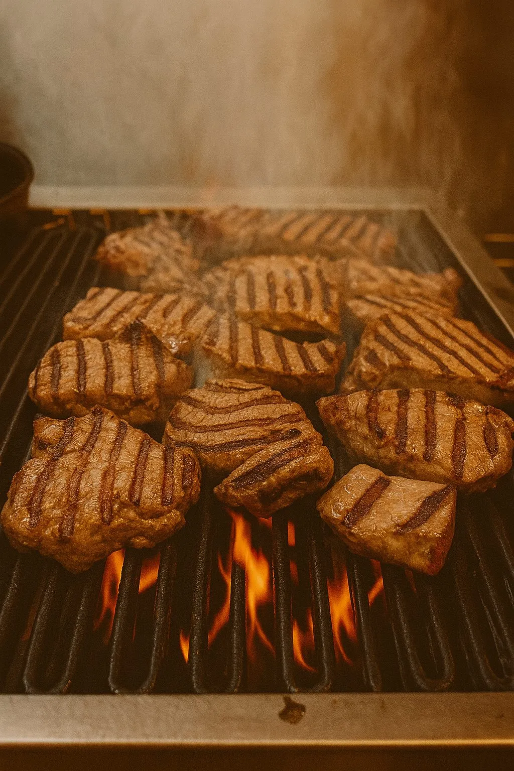 Steaks und Spieße auf dem Grill