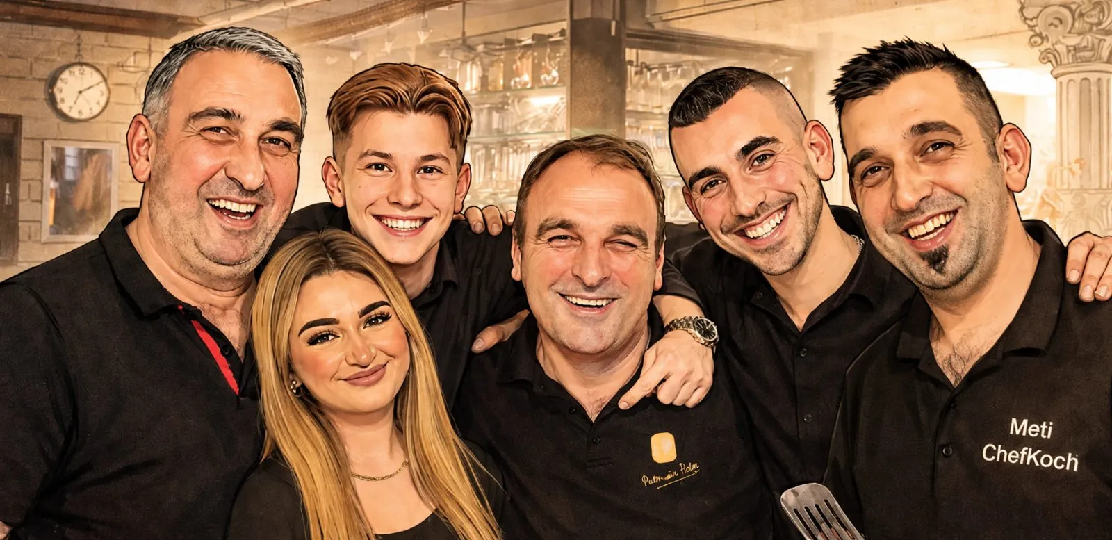 Illustriertes Gruppenbild des Pathos-Teams